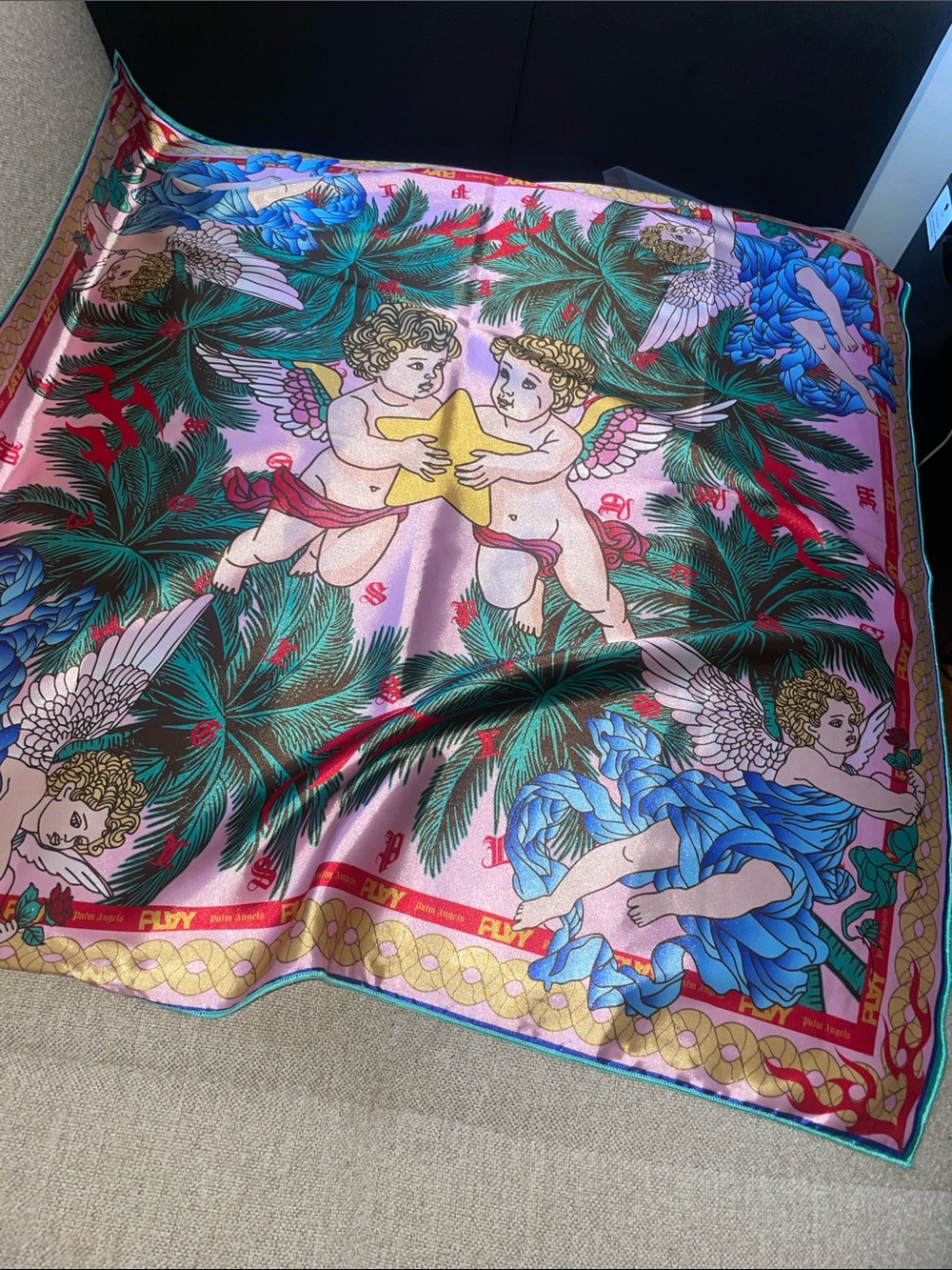 Palm angels cherubs silk scarf